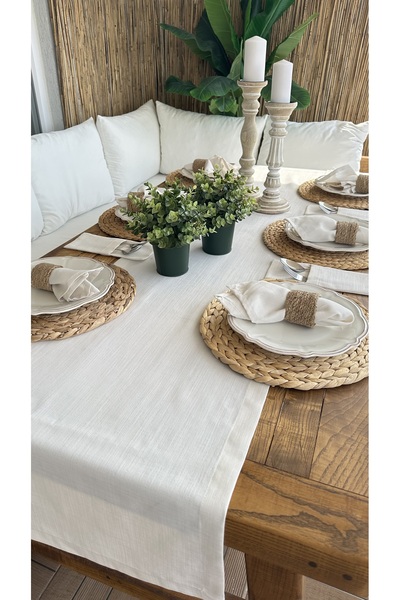 Decamor home Linen Textured Ecru Runner