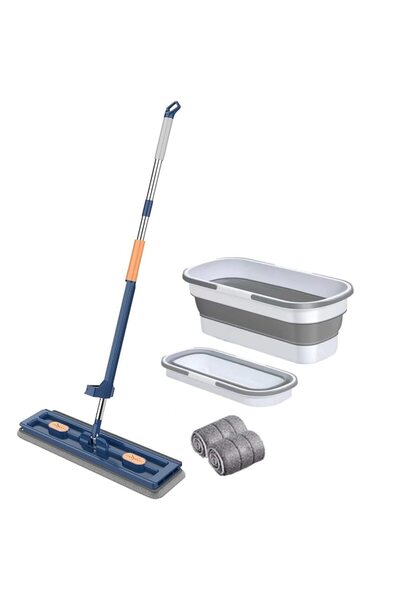 Rovitech Set Mop si galeata, Polipropilena / Inox / Fibre bumbac, Cap rotativ 360°,