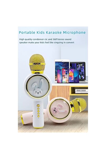 Stone Karaoke Microphone for Kids, Bluetooth, RGB Light, Voice Effects, White, Stone®