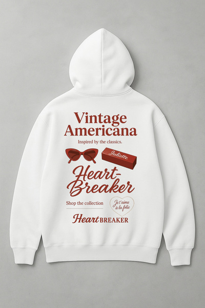 LORVEX Vintage Americana Digital Printing Oversize Γυναικείο Φούτερ