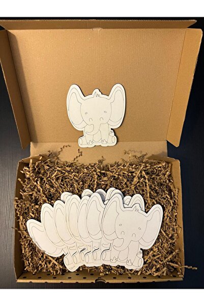 WoodStory Ahşap Boyama Oyuncak Seti – 10 adet Fil Figürü | Toplu Sanat Etkinliği