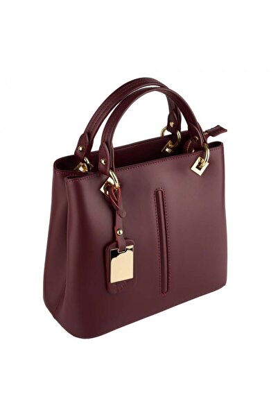 AZZURA Geantă Eveline, din piele 100%, accesorii bordo auriu 8013