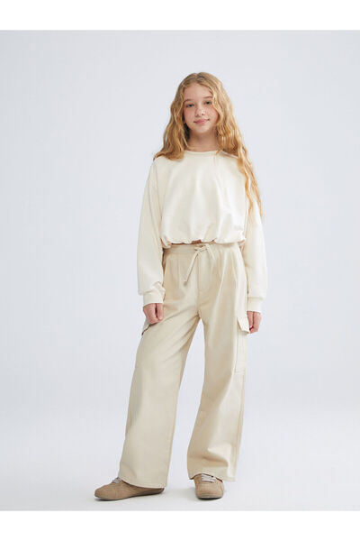 LC Waikiki Панталон за момиче от габардин с ластик на талията