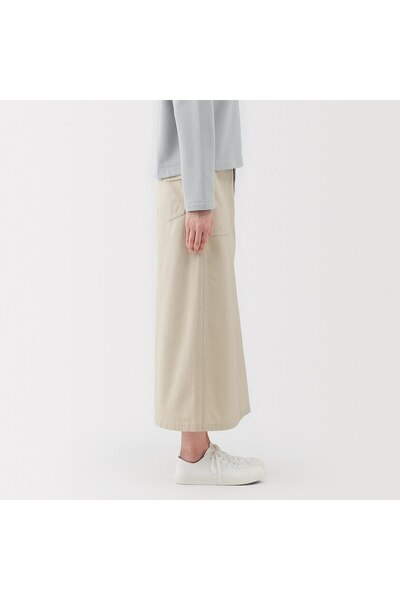 Muji Washed Herringbone Baker Straight Skirt