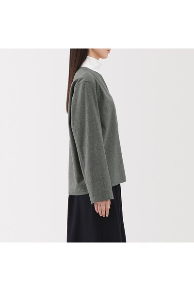 Muji Stretch Brushed Pullover Long Sleeve Blouse