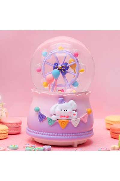 Livava Dönme Dolap Büyük Boy Kar Küresi Işıklı, Müzikli, Püskürtmeli, Mor, 16X12