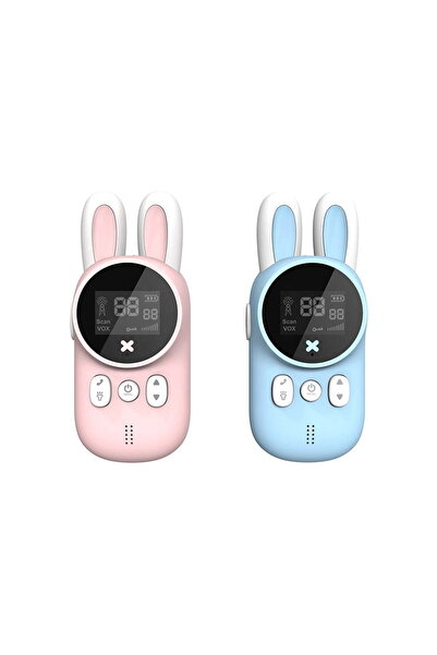 VALA Set of 2 children's walkie-talkies, antenna and flashlight, 3 km range, LCD display, pink/blue