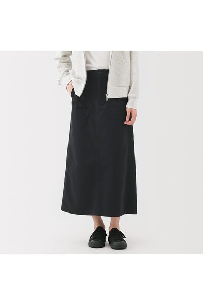 Muji Washed Herringbone Baker Straight Skirt