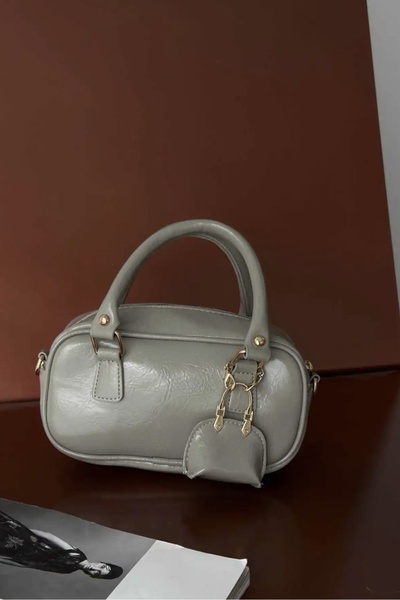 Grsbags Geantă de mână și de umăr pentru femei, din piele verde, cu detalii t...