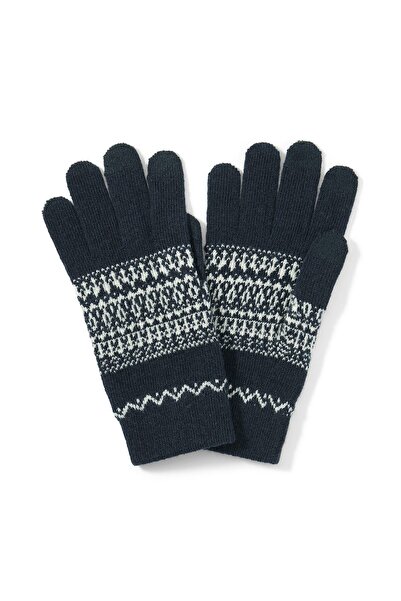 Muji Wool Blended Backside Brushed Touchscreen Gloves (Patterned)