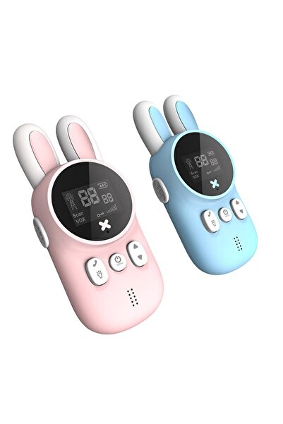 VALA Set of 2 children's walkie-talkies, antenna and flashlight, 3 km range, LCD display, pink/blue