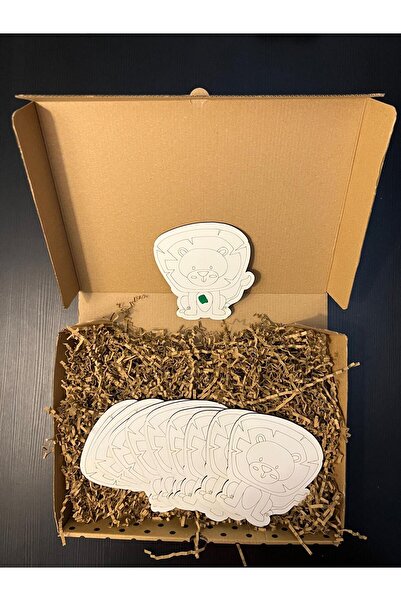 WoodStory Ahşap Boyama Oyuncak Seti – 10 adet Aslan Figürü | Toplu Sanat Etkinliği