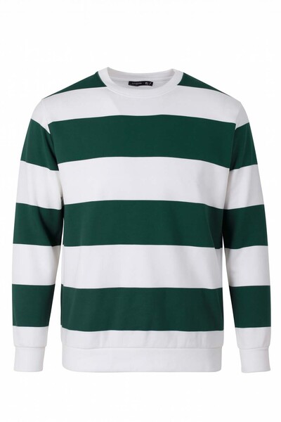 trender Three Thread Printed Non-Shardon Crew Neck Green Men's Sweatshirt 5790-1