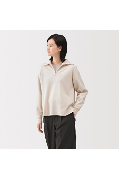 Muji Washable Milano Ribbed Half Zip Sweater