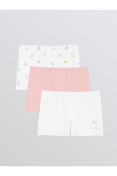 LC Waikiki Beyaz Baskılı Kız Çocuk Boxer 3'lü