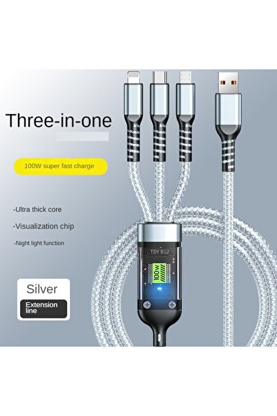 VALA Fast Charging Cable 3 in 1, 100W, 6A USB, Type-C, Lightning, Micro-USB, 1.2m, Advanced Chip Technolo