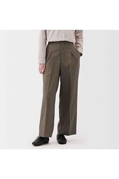 Muji Water Repellent Stretch Pleated Straight Pants
