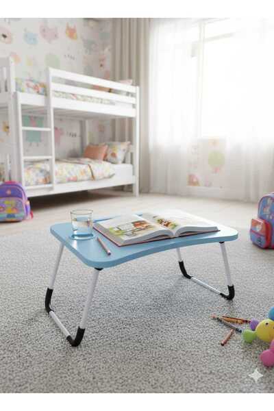 Golden Bark Foldable Wooden Laptop Table with Device Holder and Cup Slot - Multi-Purpose Portable Desk