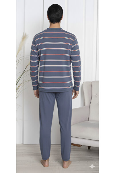 embody Men's cotton long pyjamas, men's cotton long pyjamas, batal large size grey/blue 16184