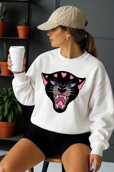 ArtYus Tricou unisex cu mânecă lungă Black Tiger Transfer cu imprimeu guler r...