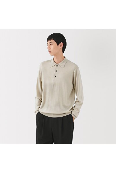 Muji قميص بولو عالي القياس قابل للغسل