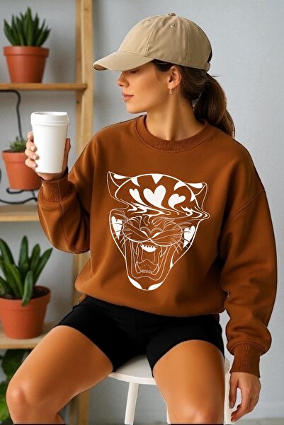 ArtYus Φούτερ Unisex με μακρυμάνικο Tiger Transfer με τύπωμα με λαιμόκοψη ποδ...