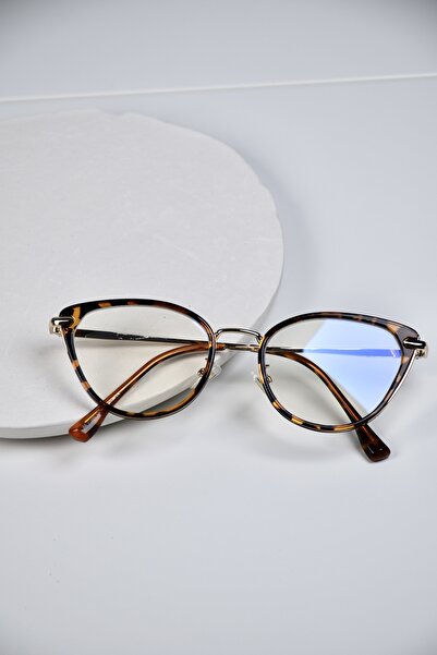 LOOKUP NEW Cat Eye 55 Ekartman Metal Şeffaf Kadın Erkek Unisex Mavi Işık Koru...