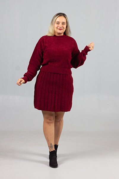 Truva XXL Bordo Energy! Fully Compatible Knitwear Skirt Sweater Set up to Size 46