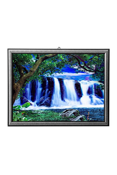 İZMİR ASKERİ MALZEME 5d recine elmas boyama 180° hareketli ormandaki selale cerceveli tablo resim