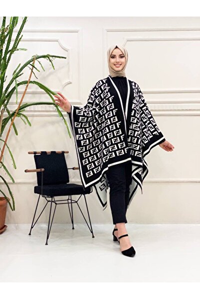 BY AKKAYA Knitwear, Patterned, Size 38-50 Compatible Women's Cape (Poncho)