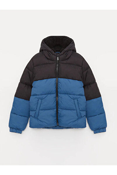 LC Waikiki Lcw kids blue hooded color block boys' puffer jacket