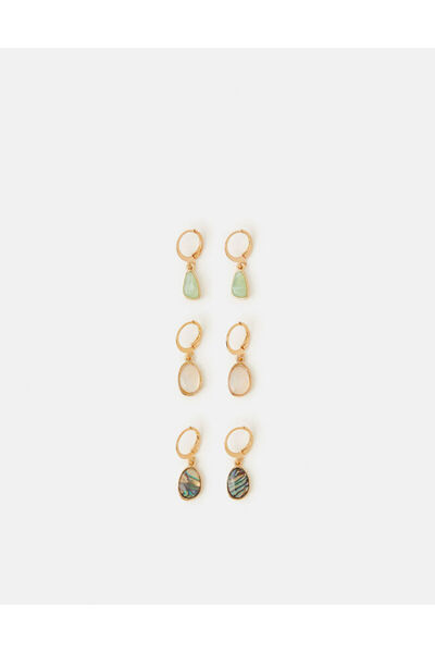 Accessorize 3 X MINI STONE HOOP DROPS Pastel Multi