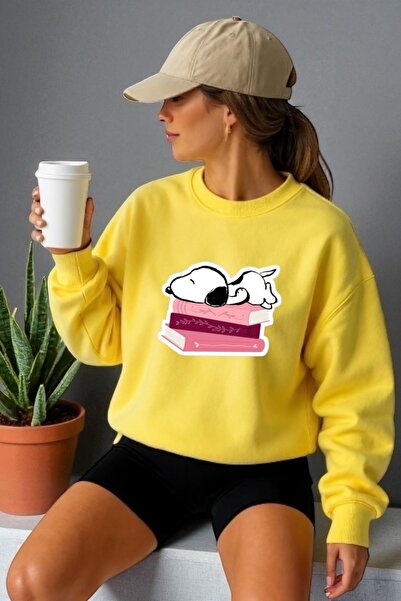 ArtYus Unisex dukserica sa dugim rukavima i printom Snoopy knjiga, sa okrugli...