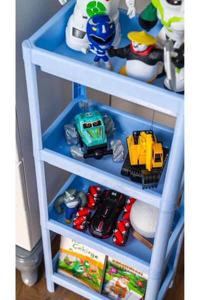 Minty Life 4 Katlı Oyuncak Dolabı, Oyuncak Organizeri, Sepetli Oyuncak Dolabı (MAVİ)