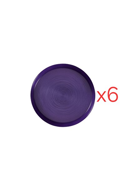 Porland Funky 6-Piece Glass Plate Purple 21cm
