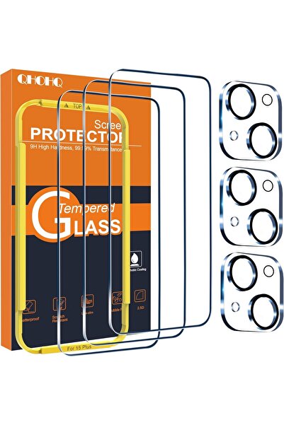 Omoton Iphone 15 Plus Γυάλινη μεμβράνη + Προστασία κάμερας Σετ 3 τεμαχίων - CN