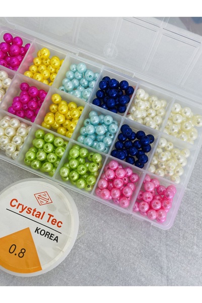 yağmur gökçe № 98 КОМПЛЕКТ ЦВЕТНИ ПЕРЛИ В КУТИЯ - ЕЛАСТИЧЕН РАЗТЯЖИМ ШНУР
