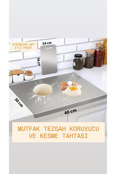 Stainless Art Stainless Steel Set of 2 Counter Protector 30X40Cm and Cutting ...