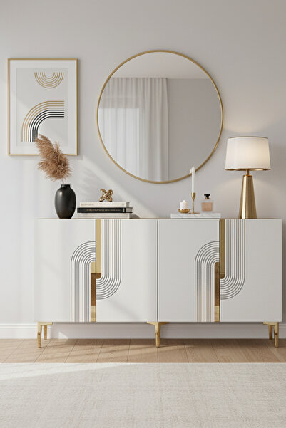 CENEYRA KA1516BG MEYRA KONSOL, TV SEHPASI BEYAZ-GOLD 150cm