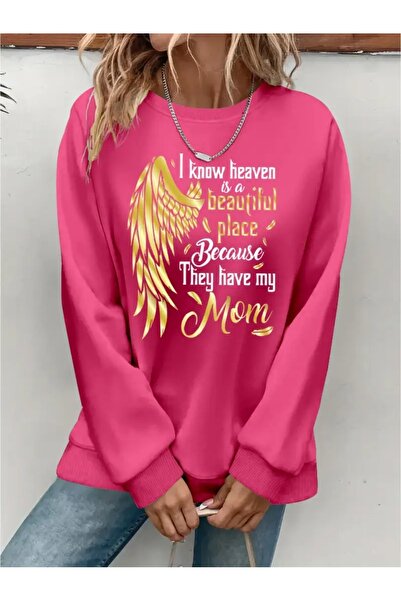 SVART WEAR Sweatshirt oversize cu gât crew, imprimat, cu trei fire, cu textur...