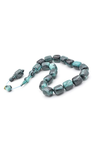 Murty99 Vefa Master Signed Capsule Cut Gray Blue Crimped Amber Efe Mascot Prayer Beads