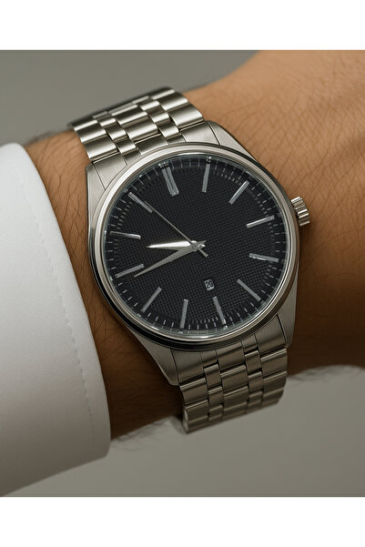 Tulpar New Season Special Design Silver Color Black Dial Men's Wristwatch with Calendar