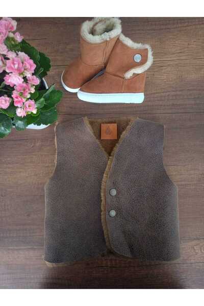 Ateş Genuine Shearling Leather Double Sided Kids Vest