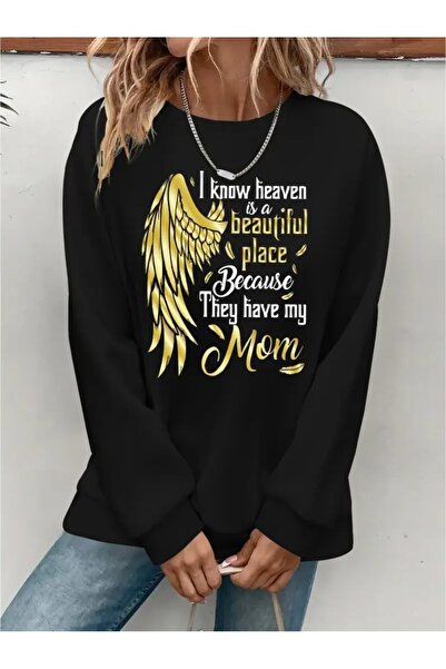 SVART WEAR Sweatshirt oversize cu gât crew, imprimat, cu trei fire, cu textur...