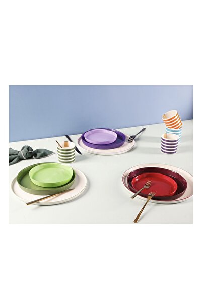 Porland Funky 4-Piece Glass Plate Green 21cm