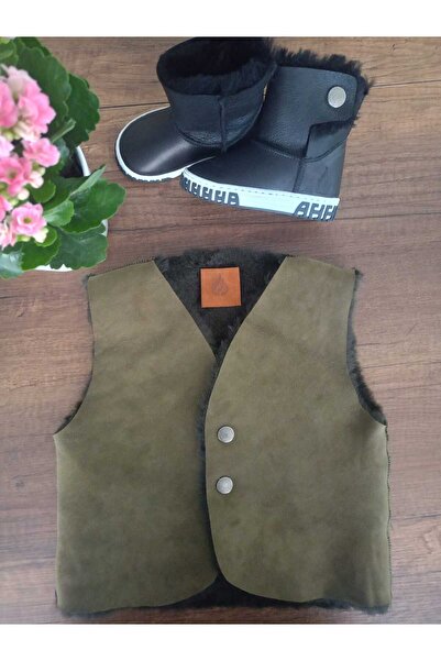 Ateş Genuine Shearling Leather Double Sided Kids Vest