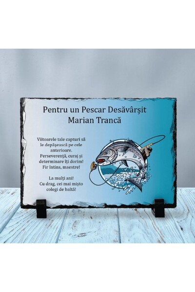 CrisPrint Placă de ardezie cadou pentru pescar