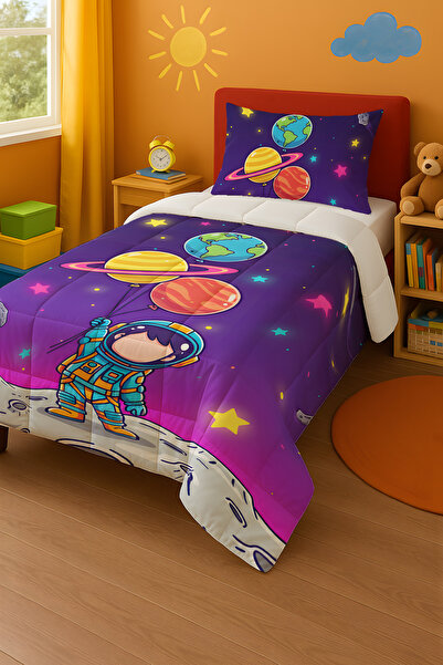 Viadela Planet Balloon Astronaut Patterned Children's Quilt