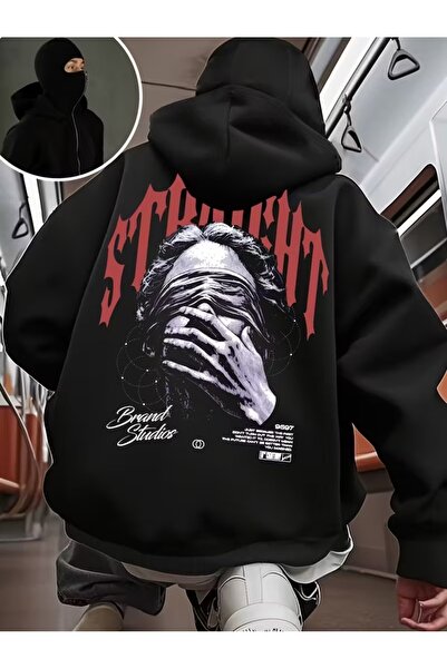 LAND MODA Φούτερ Ninja Unisex με μάσκα χιονιού Ζακέτα με 2 νήματα χοντρό φλις