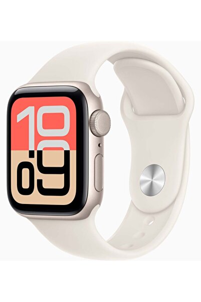 Apple ساعة SE 3 GPS مقاس 40 مم مزودة بهيكل من الألومنيوم Starlight مع سوار St...